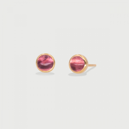 Pink Tourmaline dainty Stud Earrings in 14K Gold-AlmadiPietra
