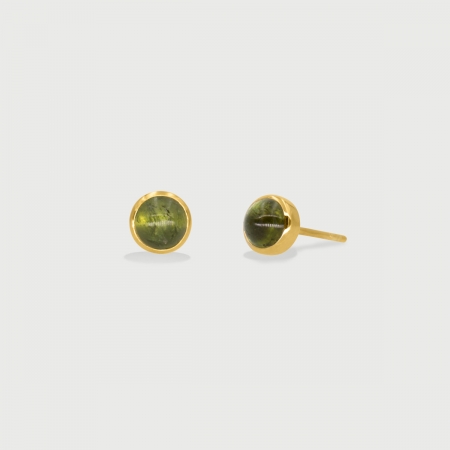 GreenTourmaline dainty Stud Earrings in 14k Gold-AlmadiPietra