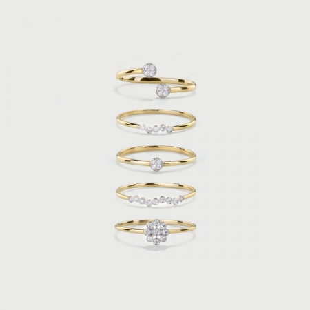Stackable rings with Diamonds in 14K yellow Gold-AlmaDiPietra